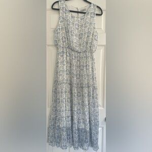 Made in Italy Silk Blend Blue and White Maxi Dress
